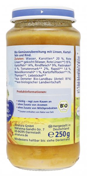 Alnatura Bunter Eintopf Linsengemüse mit Rind