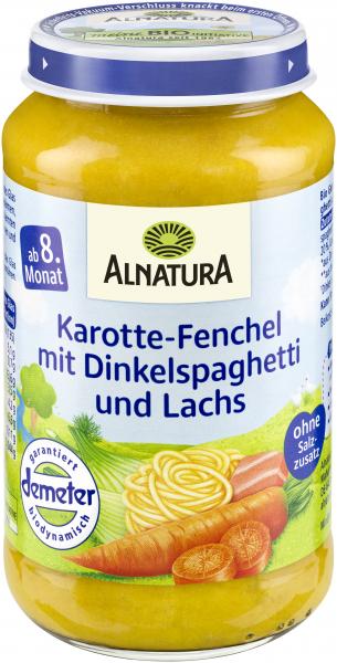 Alnatura Karotten-Fenchel mit Dinkelspaghetti und Lachs