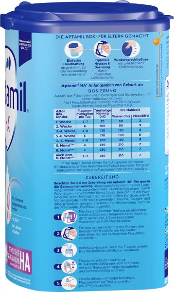 Aptamil HA PRE Hydrolysierte Anfangsnahrung von Geburt an