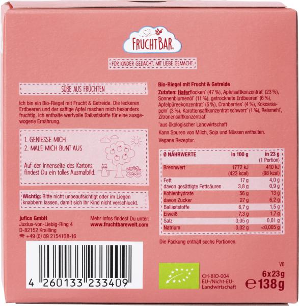 FruchtBar Bio-Riegel Erdbeere-Apfel-Hafer