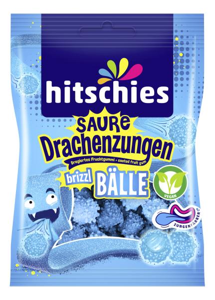 Hitschies Saure Drachenzungen brizzl Bälle blau
