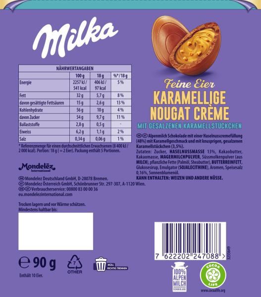 Milka Feine Eier Karamell Nougat Creme