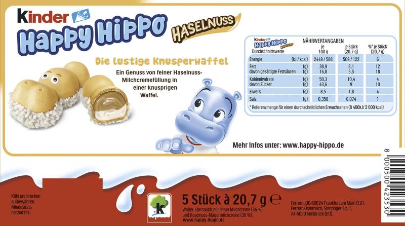 Kinder Happy Hippo Haselnuss 5er