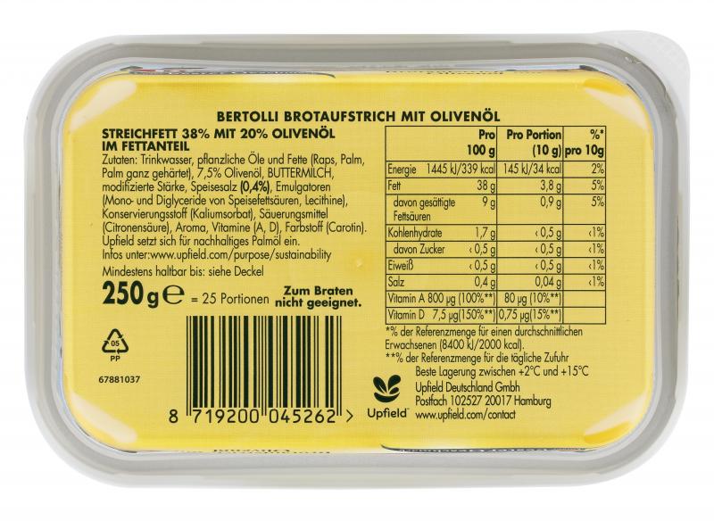 Bertolli Brotaufstrich mit mildem Olivenöl