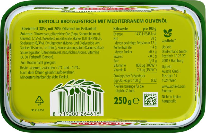 Bertolli Brotaufstrich mit mediterranem Olivenöl