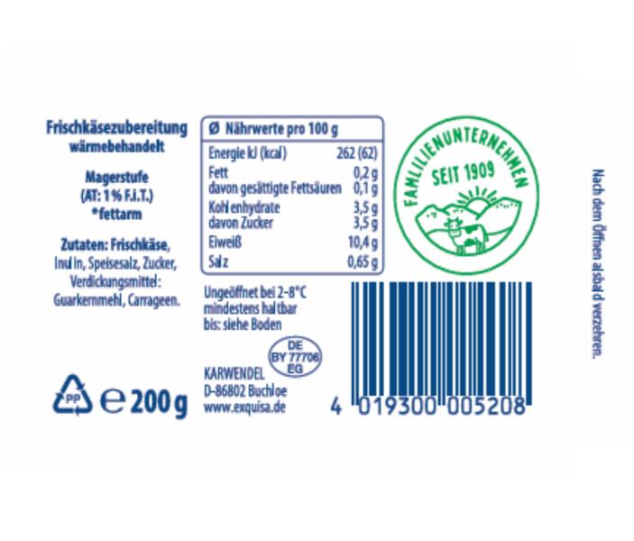 Exquisa Frischkäsezubereitung Fitline 0,2%