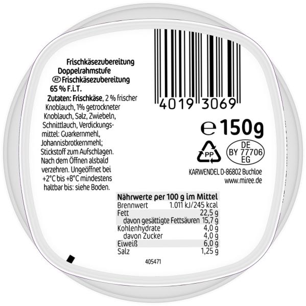 Miree Frischkäsezubereitung mit frischem Knoblauch