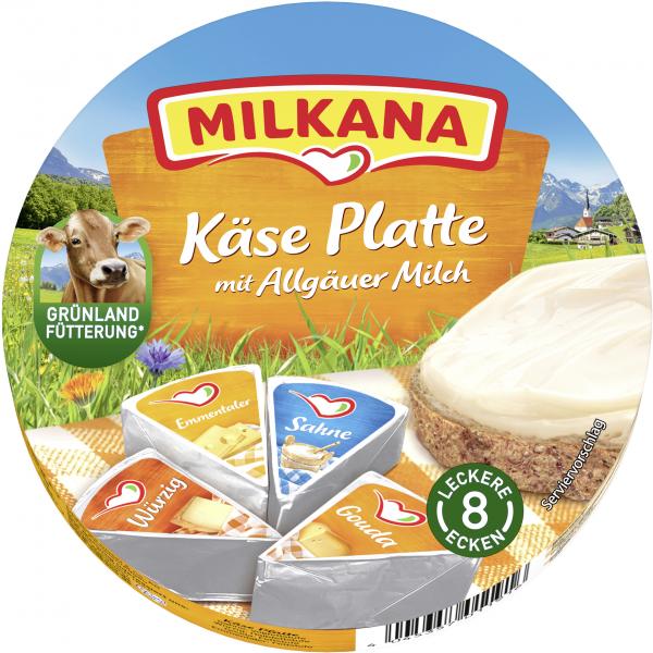 Milkana Runddose Schmelzkäse-Ecken Käse Platte