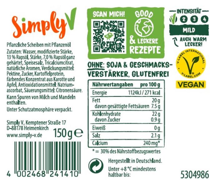 Simply V Vegane Scheiben Mild