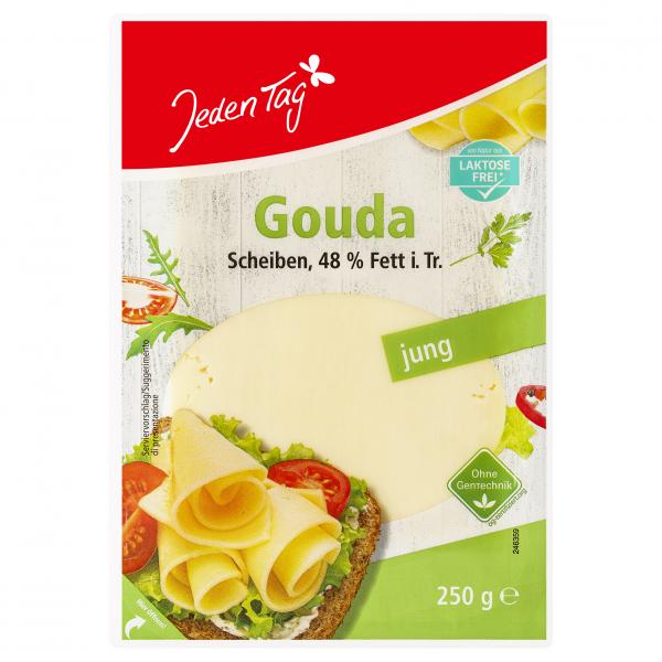 Jeden Tag Gouda jung in Scheiben