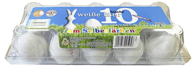 Eier frische weiße Eier zum Selberfärben Bodenhaltung Güteklasse A Größe L/M