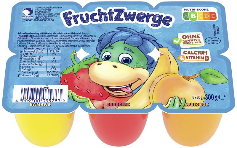 Danone Fruchtzwerge Banane, Erdbeere, Aprikose
