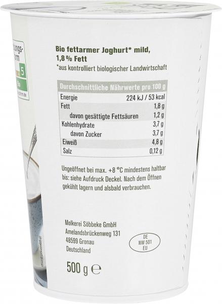 NaturWert Bio Fettarmer Joghurt mild 1,8% Fett