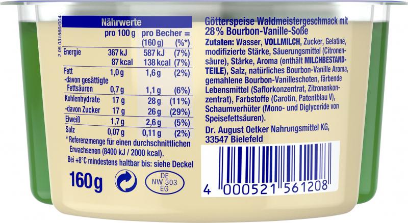 Dr. Oetker Götterspeise Waldmeister & Vanillesauce