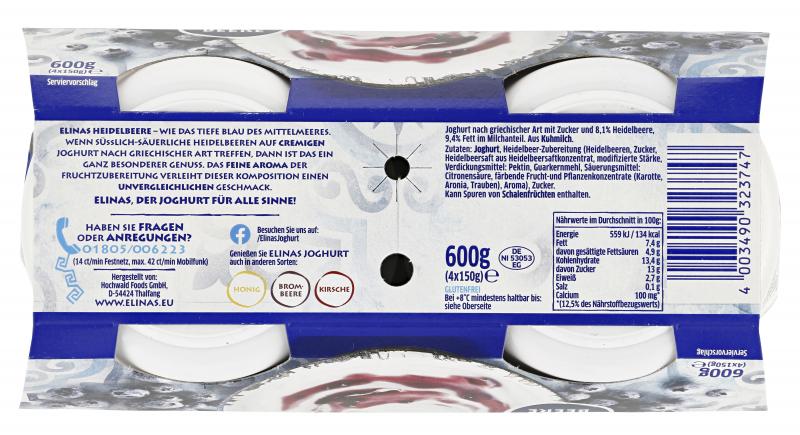 Elinas Joghurt nach griechischer Art Heidelbeere