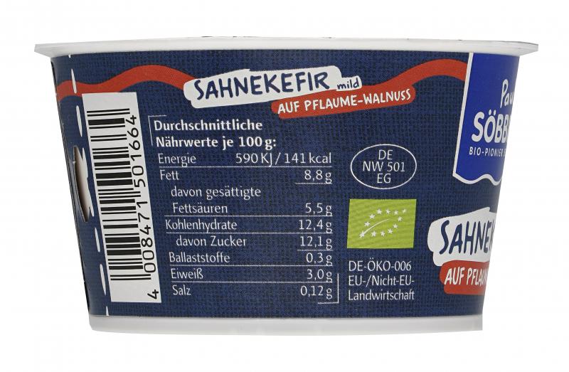 Söbbeke Bio Sahnekefir mild auf Pflaume-Walnuss