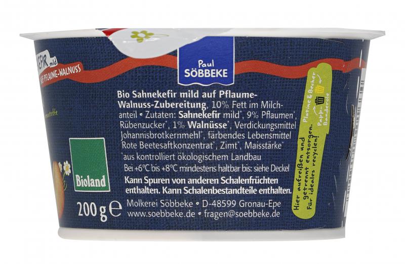 Söbbeke Bio Sahnekefir mild auf Pflaume-Walnuss