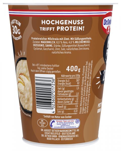 Dr. Oetker High Protein Mahlzeit Milchreis Zimt