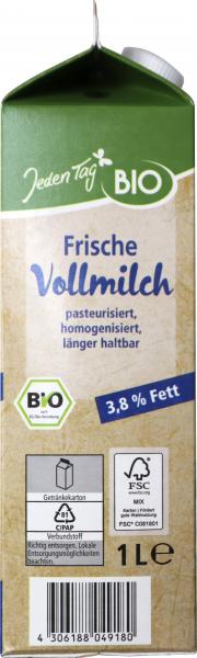 Jeden Tag Bio Frische Vollmilch 3,8%