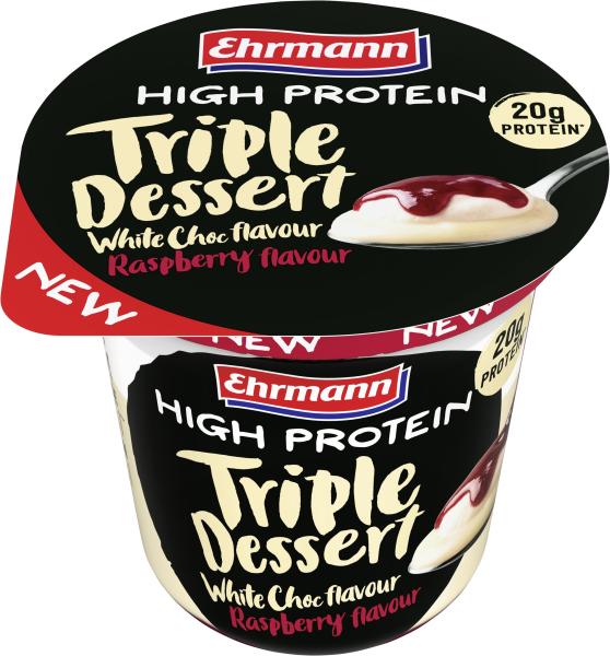 Ehrmann High Protein Triple Dessert White Choc flavour Rhaspberry flavour