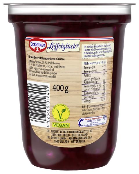 Dr. Oetker Löffelglück Heidelbeer-Holunderbeer Grütze