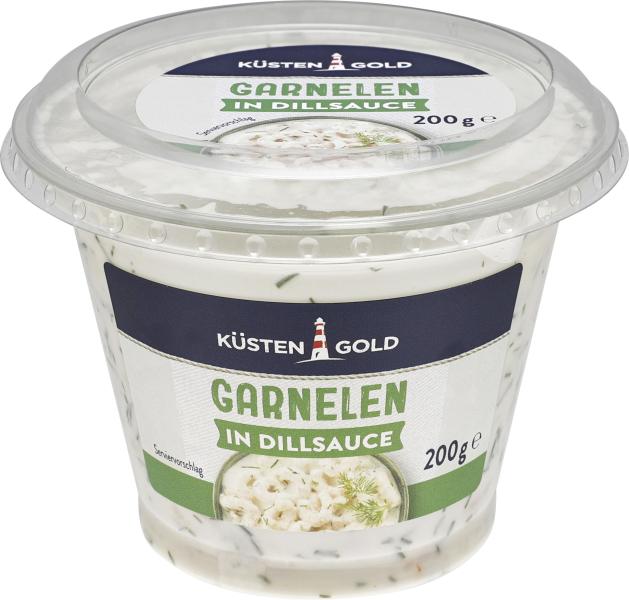 Küstengold Garnelen in Dillsauce