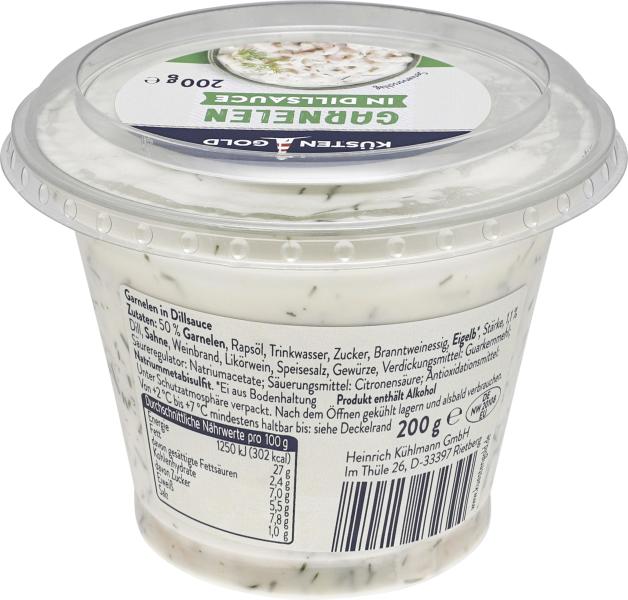 Küstengold Garnelen in Dillsauce