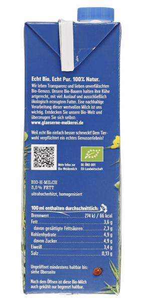 Gläserne Molkerei Haltbare Bio-Vollmilch 3,5%