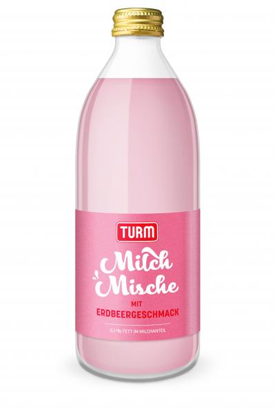 Turm Milch Mische Drink mit Erdbeergeschmack
