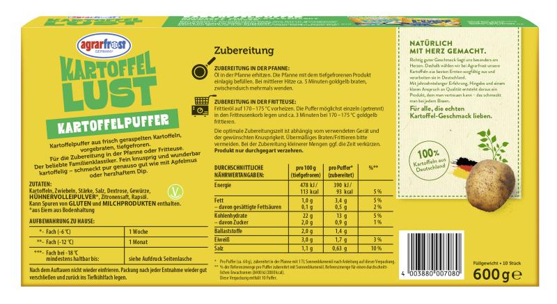 Agrarfrost Kartoffel Lust Kartoffelpuffer
