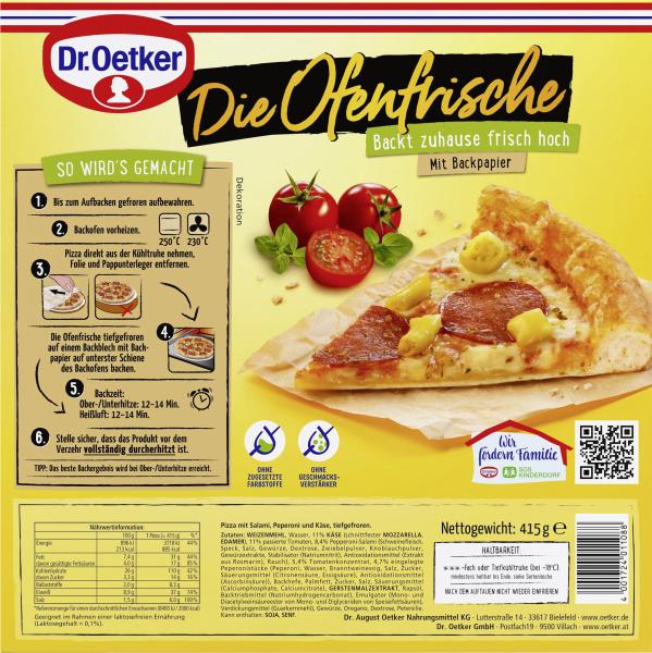 Dr. Oetker Die Ofenfrische Pizza Pepperoni-Salami