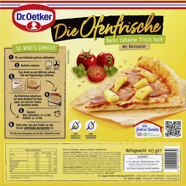 Dr. Oetker Die Ofenfrische Pizza Schinken-Ananas