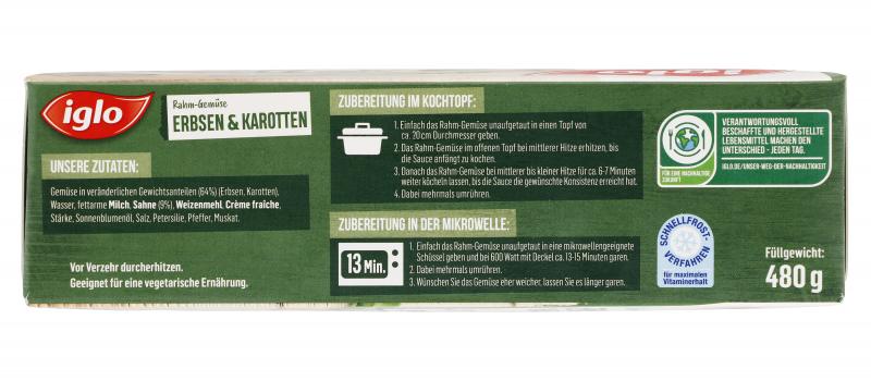 Iglo Rahm-Gemüse Erbsen & Karotten