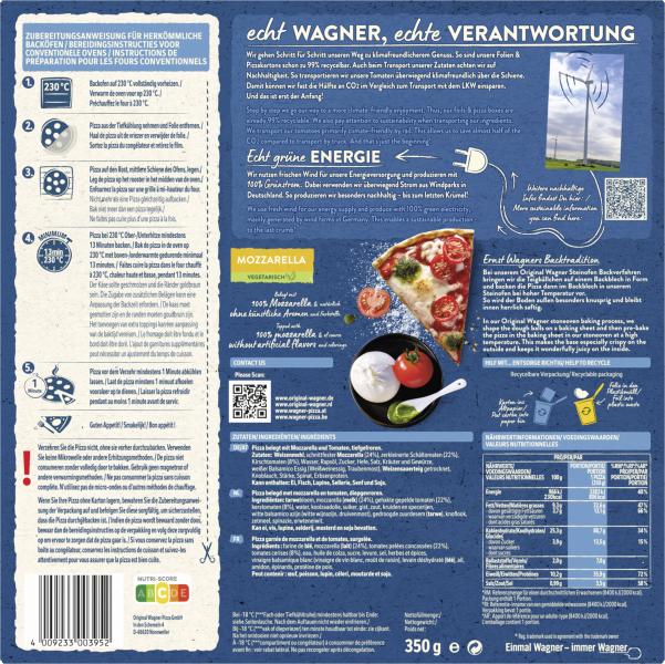 Original Wagner Steinofen Pizza Mozzarella vegetarisch