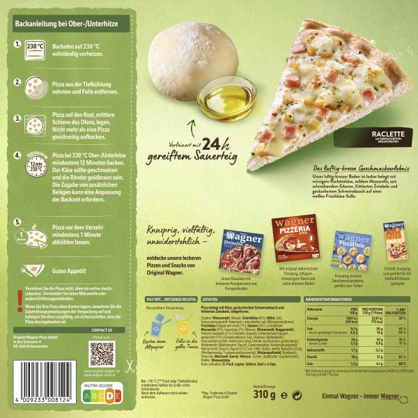 Original Wagner Die Backfrische Pizza Raclette mit Speckstreifen