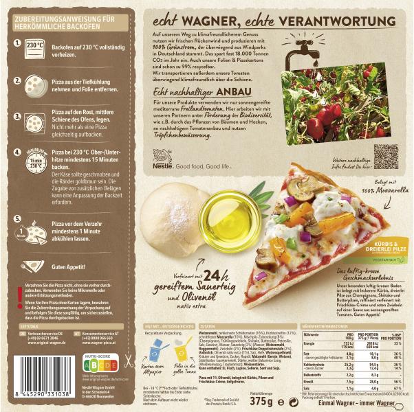 Original Wagner Die Backfrische Pizza Kürbis & Dreierlei Pilze