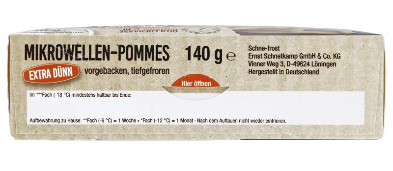 SnackMaster Mikrowellen Pommes extra dünn