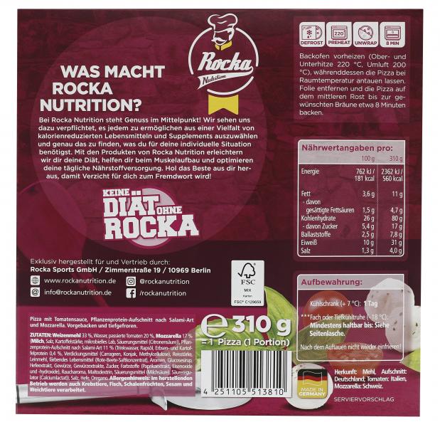 Rocka Nutrition Pink Pizza vegetarische Salami