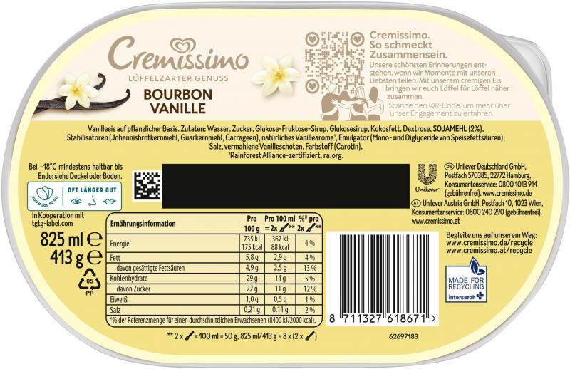 Langnese Cremissimo Bourbon Vanille Eis Vegan