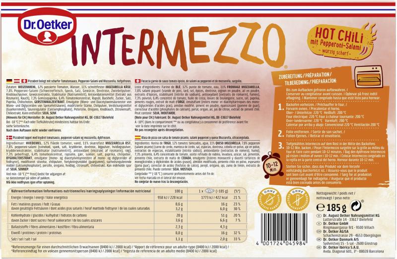 Dr. Oetker Intermezzo Hot Chili mit Pepperoni-Salami