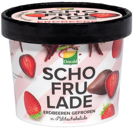 Oswald Schofrulade Erdbeeren gefroren in Milchschokolade