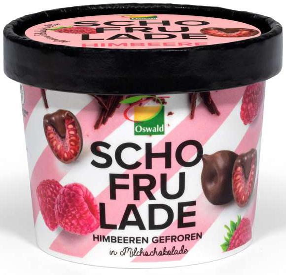 Oswald Schofrulade Himbeeren gefroren in Milchschokolade