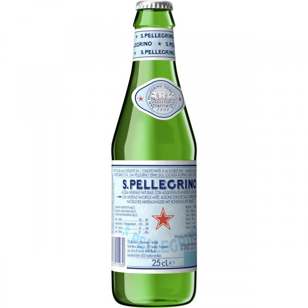 San Pellegrino Mineralwasser natur mit Kohlensäure Glasflasche (Mehrweg)