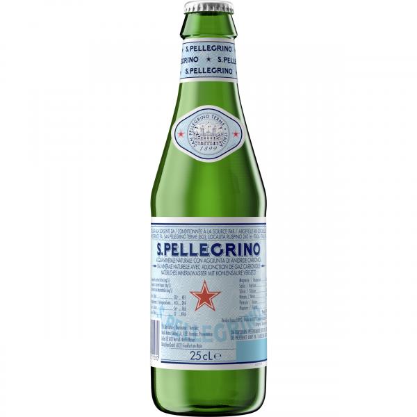San Pellegrino Mineralwasser natur mit Kohlensäure Glasflasche (Mehrweg)