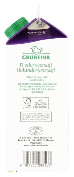 Grünfink Fliederbeersaft Holunderbeersaft