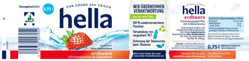 Hella Erfrischungsgetränk Erdbeere (Einweg)