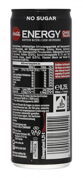 Coca-Cola Energy Ohne Zucker (Einweg)