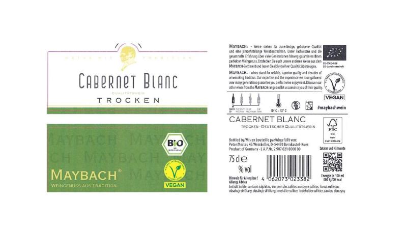 Maybach Cabernet Blanc Bio QbA trocken