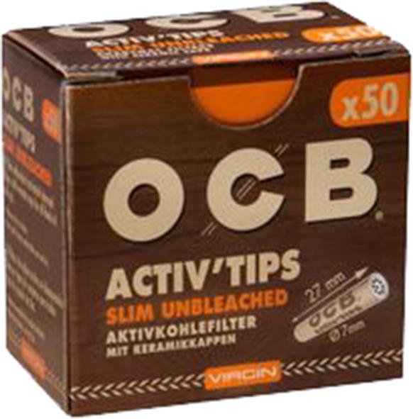 OCB Activ Tips Slim Unbleached 7mm