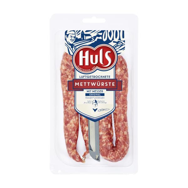 Huls Mettwurst luftgetrocknet mit Messer